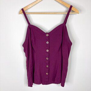 Torrid Burgundy Wine Tank Top Cami Women's  1 = 14/16 Button Front Lightweight